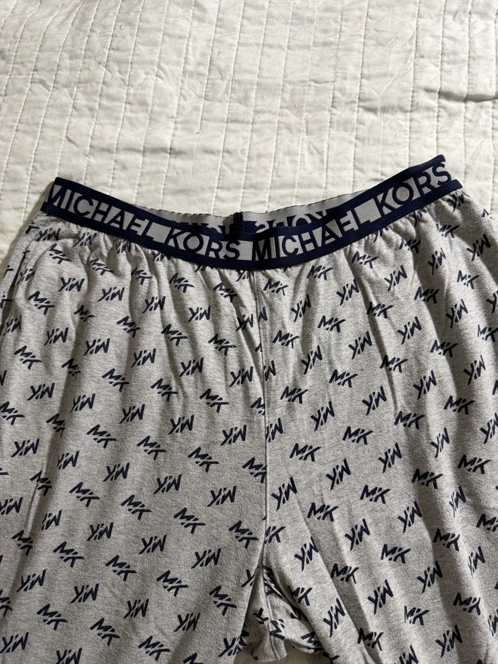Michael Kors mens Gray sleepwear with Navy Logo Print